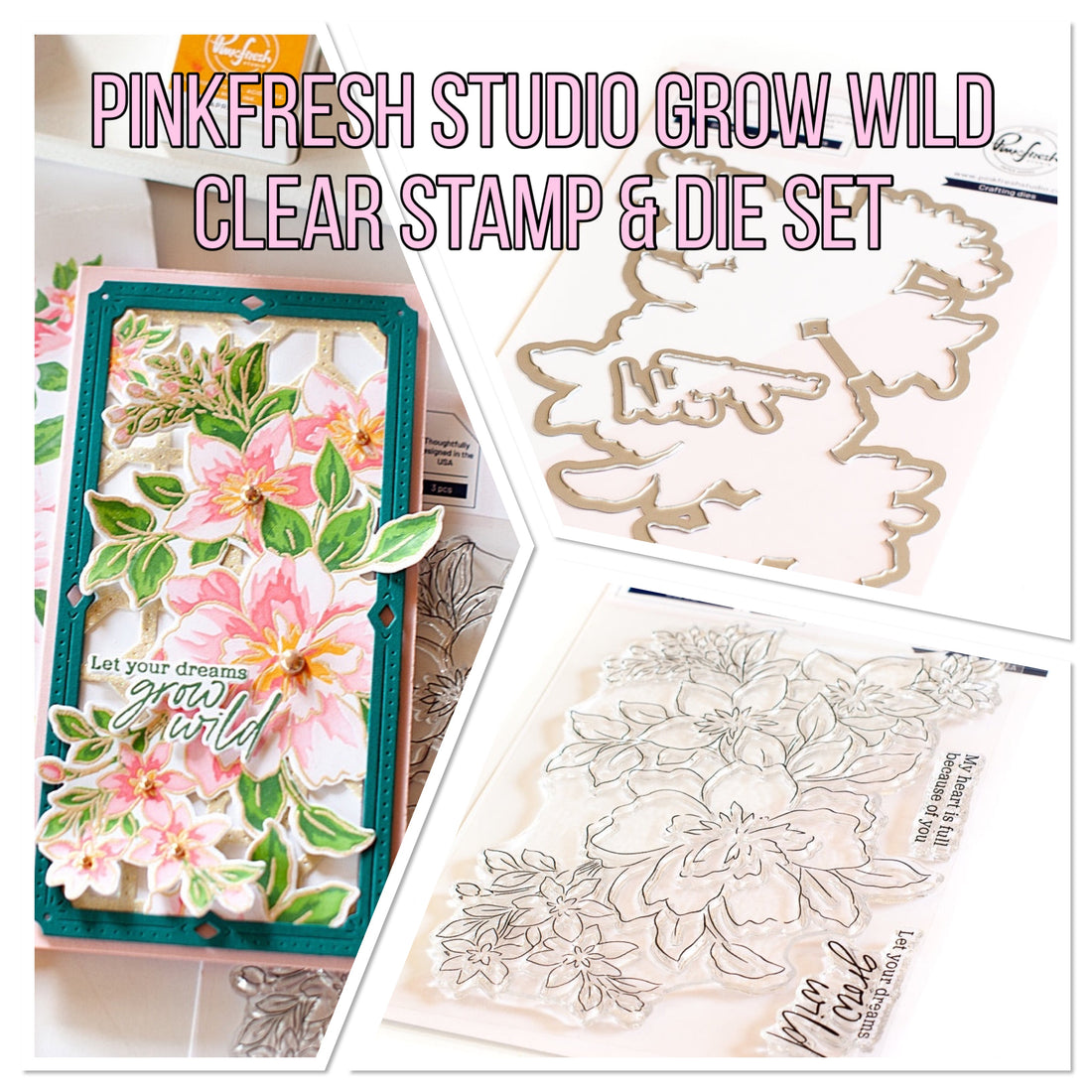 Pinkfresh Studio GROW WILD Clear Stamp & Die Set 5pc