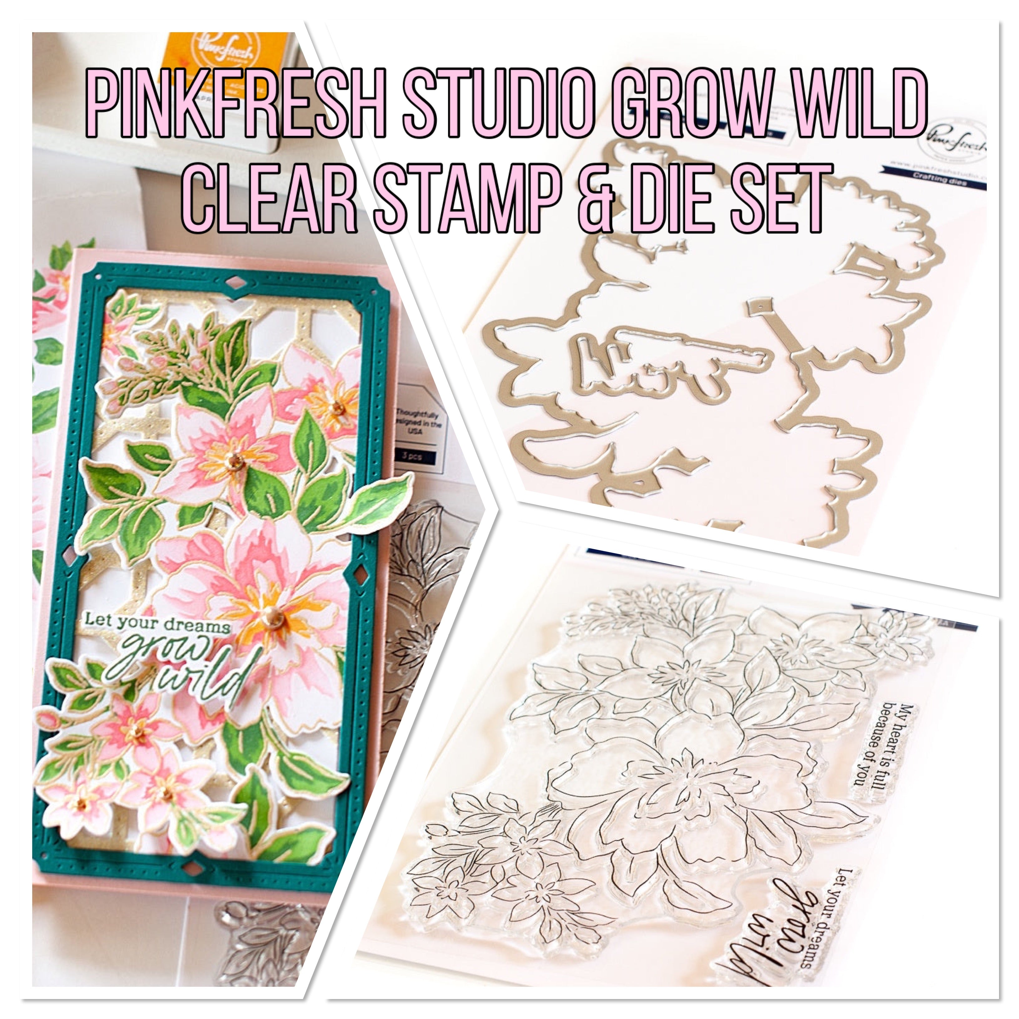 Pinkfresh Studio GROW WILD Clear Stamp &amp; Die Set 5pc