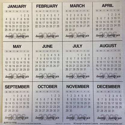Scrapbook Customs 2026 CALENDAR JOURNALS 12”X12”Scrapbook Paper