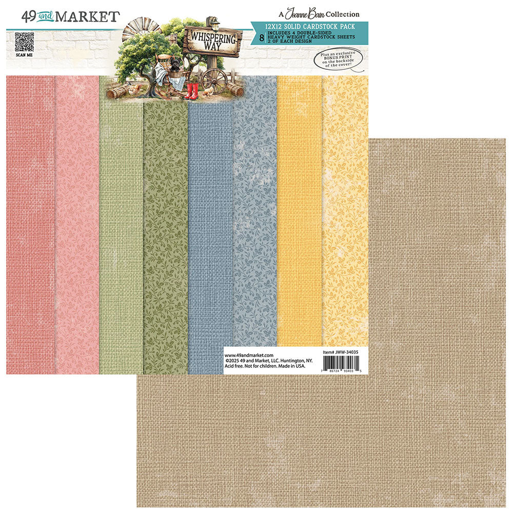 49 and Market WHISPERING WAY 12X12 Solid Cardstock Pack
