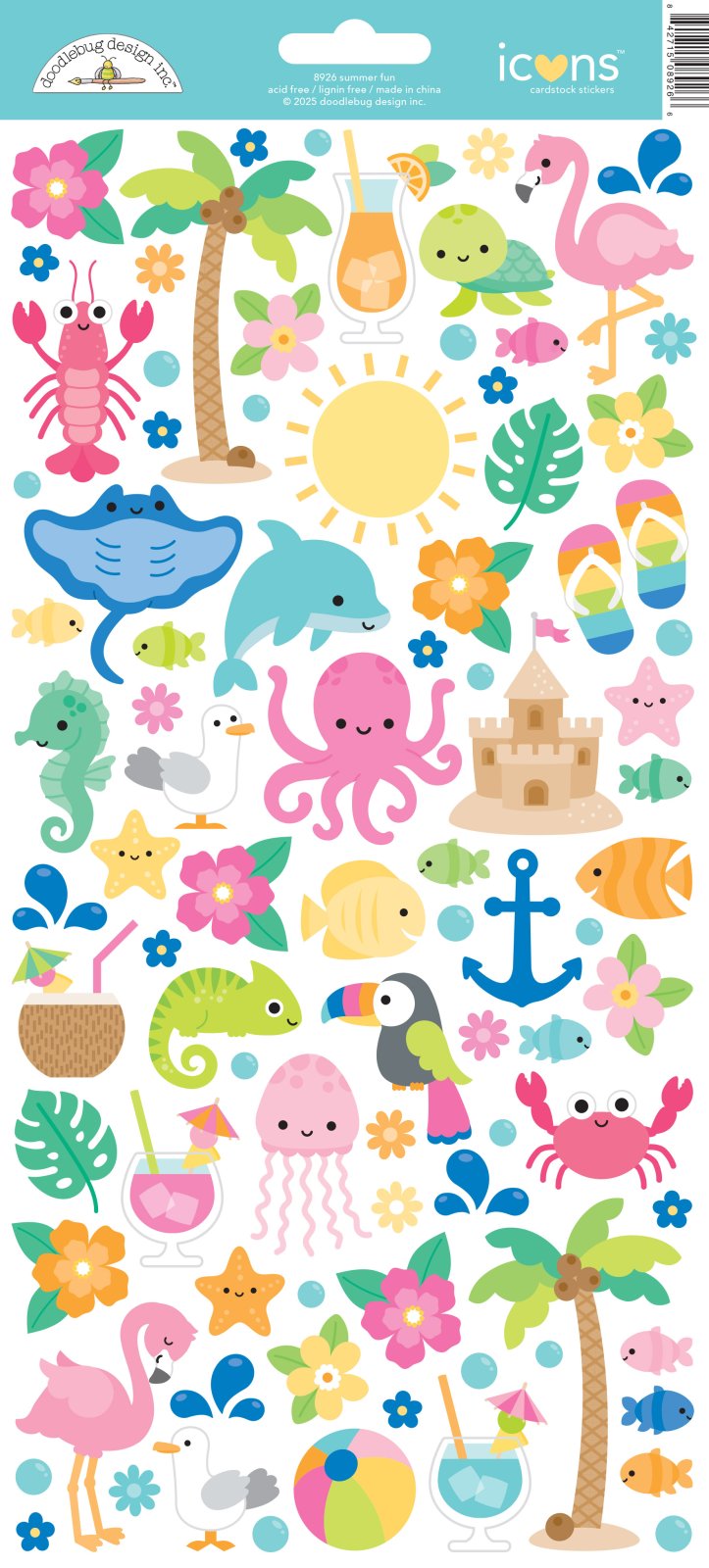 Doodlebug SUMMER FUN Icons Cardstock Stickers