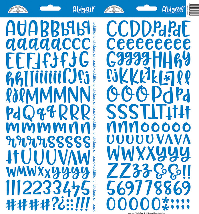 Doodlebug Abigail BLUE JEAN Alphabet Stickers