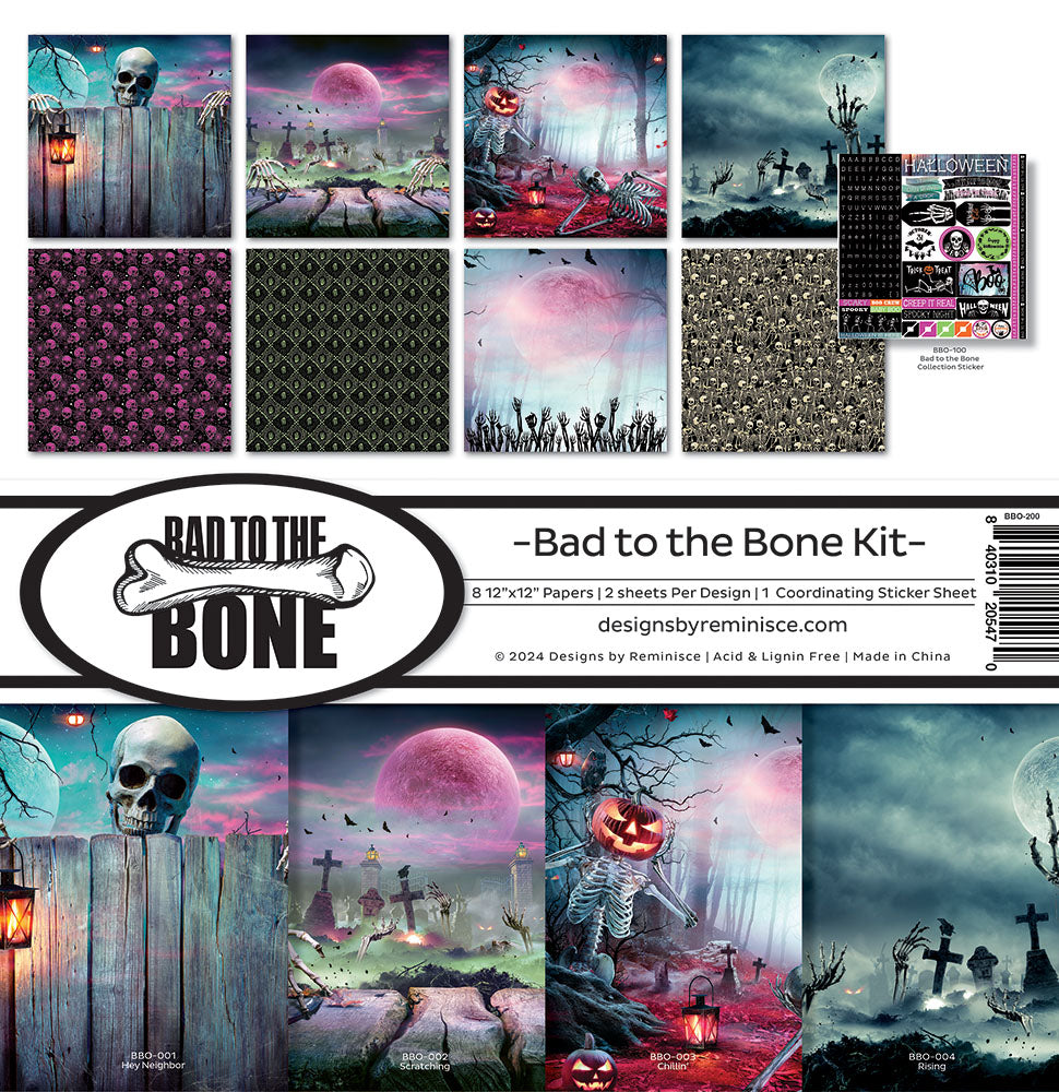 Reminisce BAD TO THE BONE 12&quot;X12&quot; Scrapbook Kit 9pc