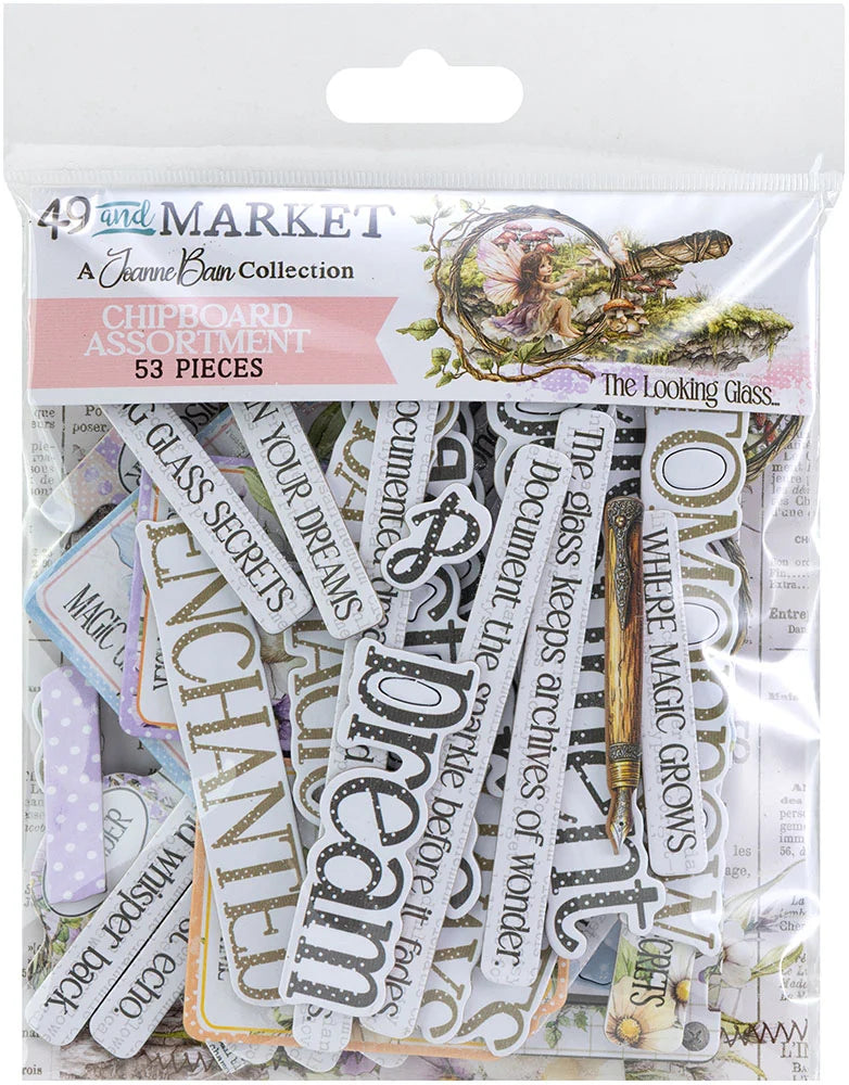 49 and Market THE LOOKING GLASS Chipboard Assortment 53pc