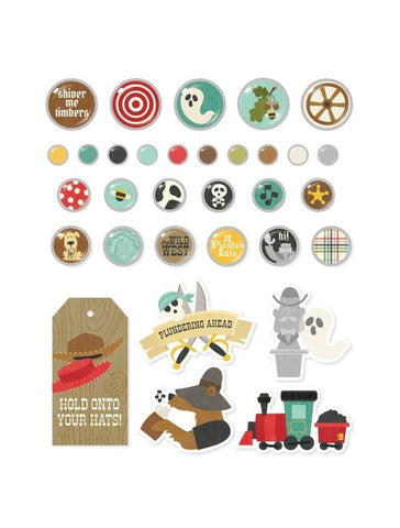 Simple Stories Say Cheese FRONTIER AT THE PARK Decorative BRADS & CHIPBOARD 32pc