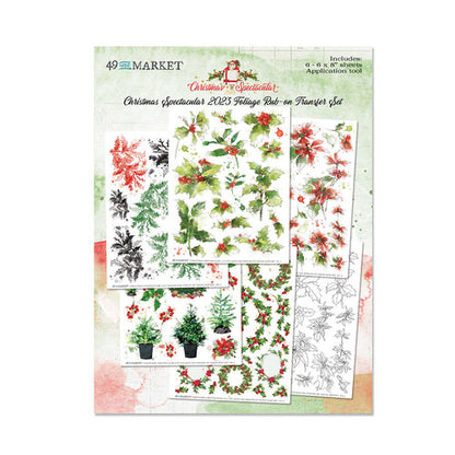 49 and Market CHRISTMAS SPECTACULAR 2023 Foliage Rub-on Transfer Set 6 sheets