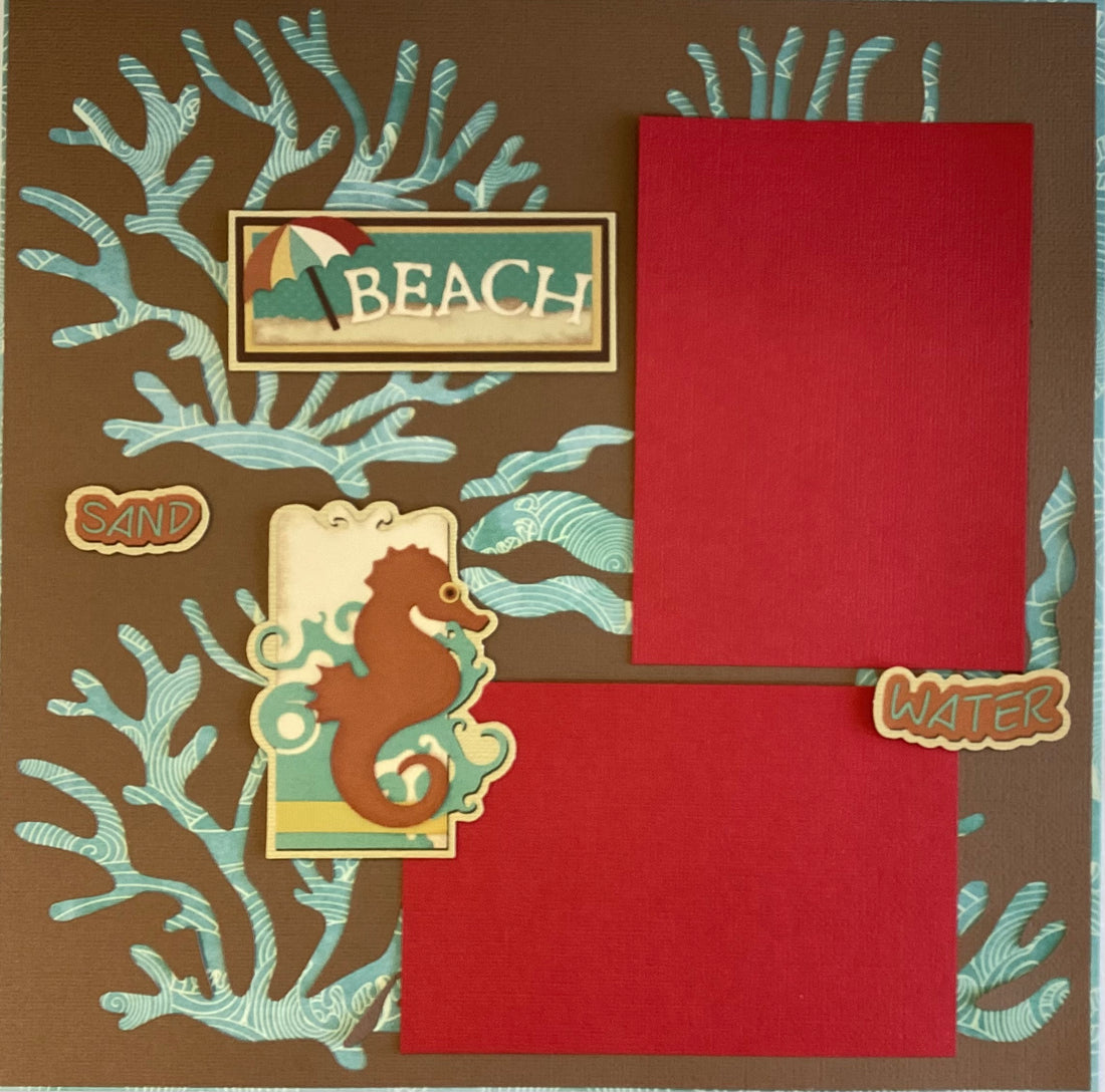 Premade CORAL BEACH 12"x12" Scrapbook Page