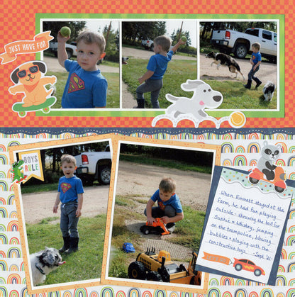 Pebbles Cool Boy JOURNALING 12&quot;X12&quot; Scrapbook Paper