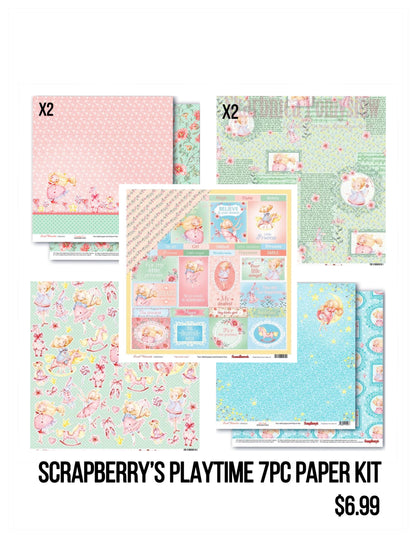 Scrapberry’s Sweet Moments PLAYTIME 12&quot;X12&quot; Scrapbook Paper Kit 7pc