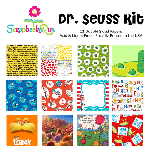 Dr. Seuss 12pc 12"X12" Scrapbook Paper Kit