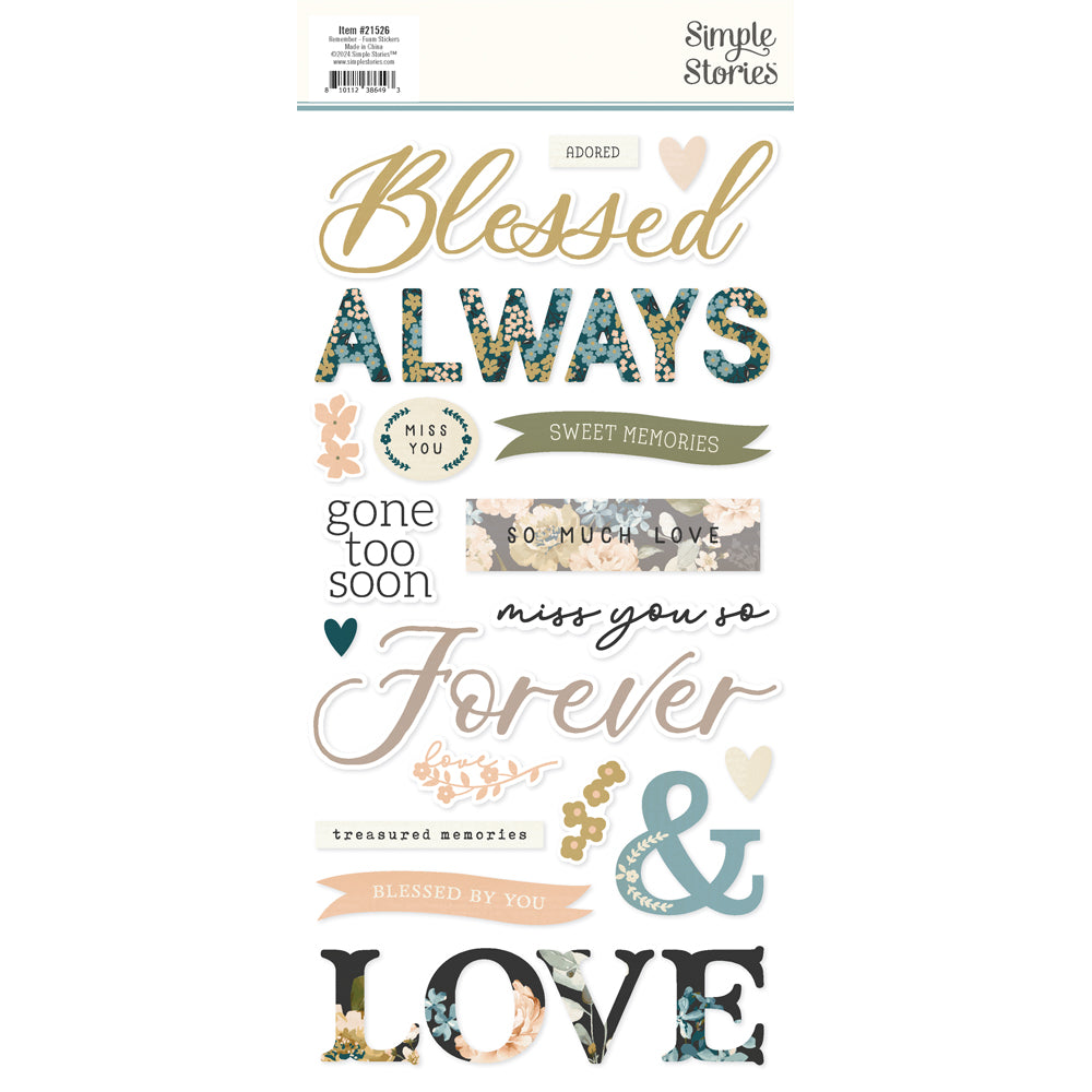 Simple Stories REMEMBER Foam Stickers 51pc