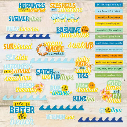 49 and Market BEACH VIBES Chipboard Words 39pc
