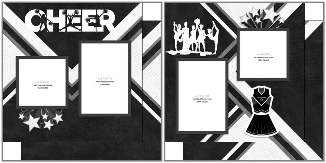 Scrapbook Customs CHEER QUICK PAGES 12"X12" Cheerleading Paper 2pc