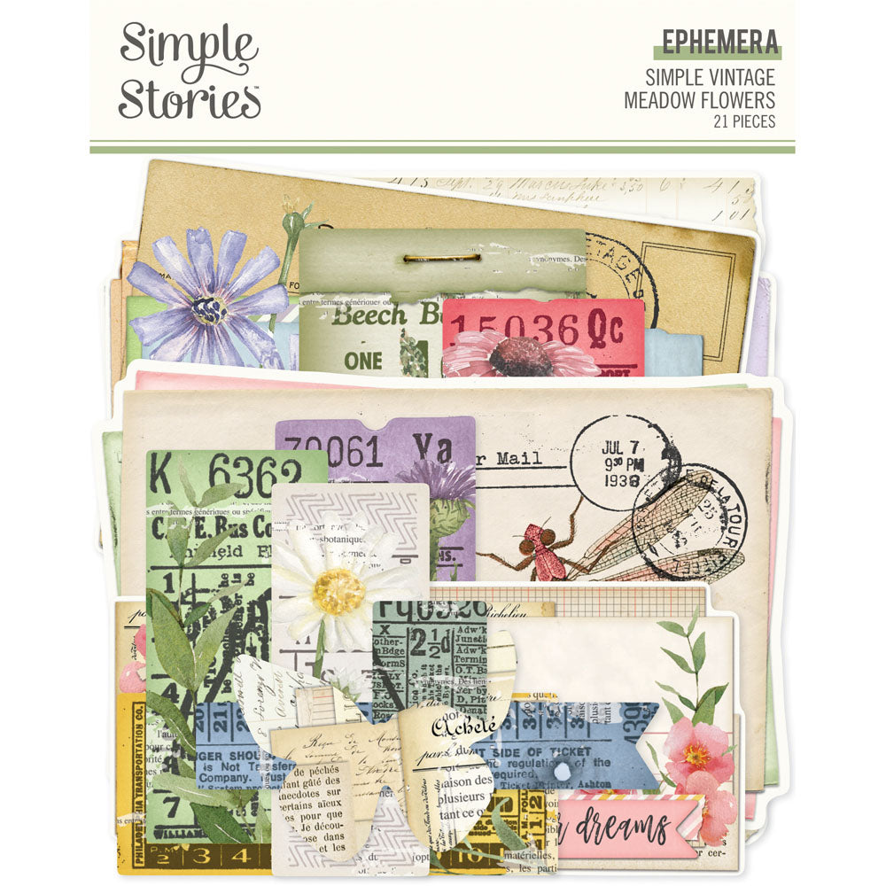 Simple Stories Simple Pages SIMPLE VINTAGE MEADOW FLOWERS Ephemera