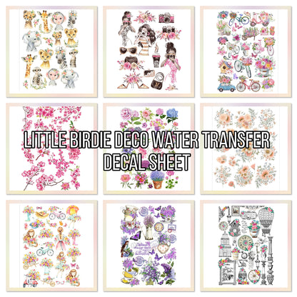 Little Birdie Deco WATER TRANSFER DECAL Sheet