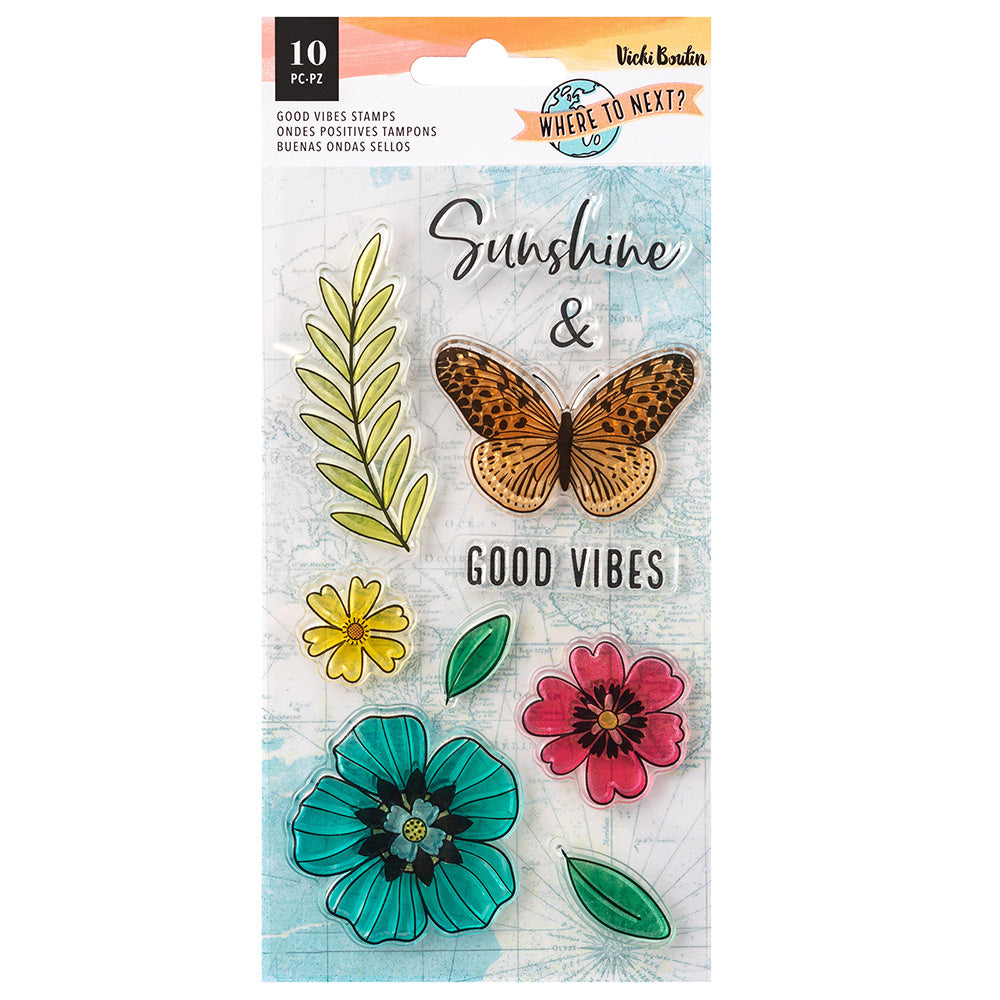 Vicki Boutin WHERE TO NEXT Sunshine &amp; Good Vibes Stamps 10pc