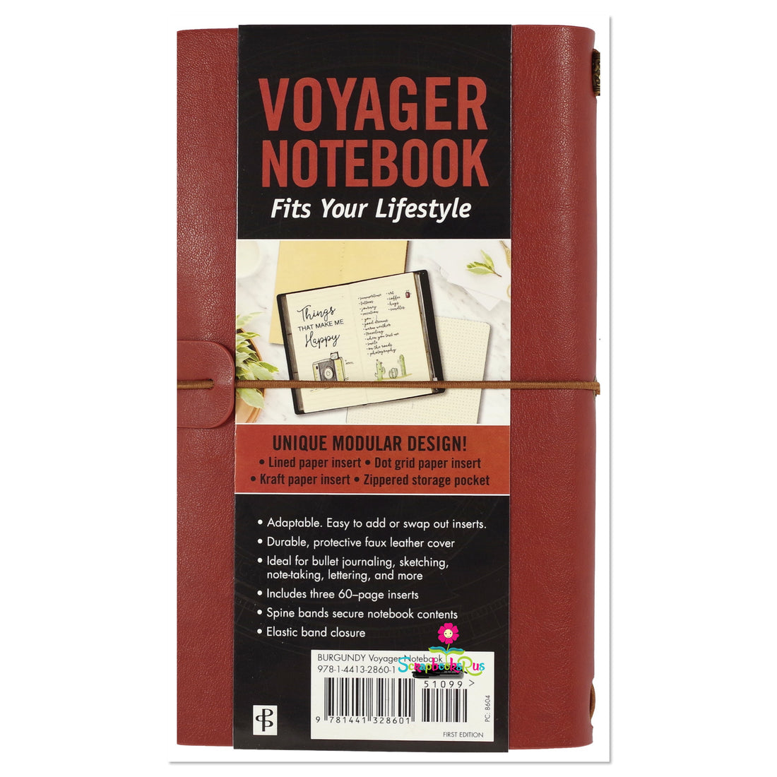 Peter Pauper VOYAGER BURGUNDY Travel Journal Notebook