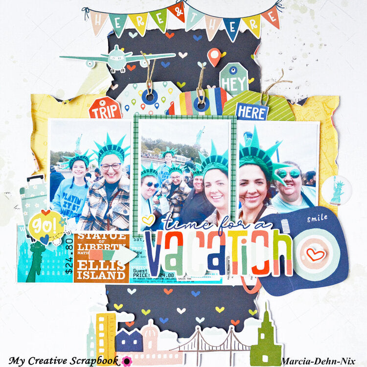 Simple Stories PACK YOUR BAGS Tag Elements 12”X12” Scrapbook Paper