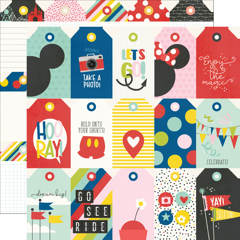 Simple Stories Say Cheese MAGIC TAG ELEMENTS 12”X12” Scrapbook Paper
