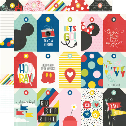 Simple Stories Say Cheese MAGIC TAG ELEMENTS 12”X12” Scrapbook Paper
