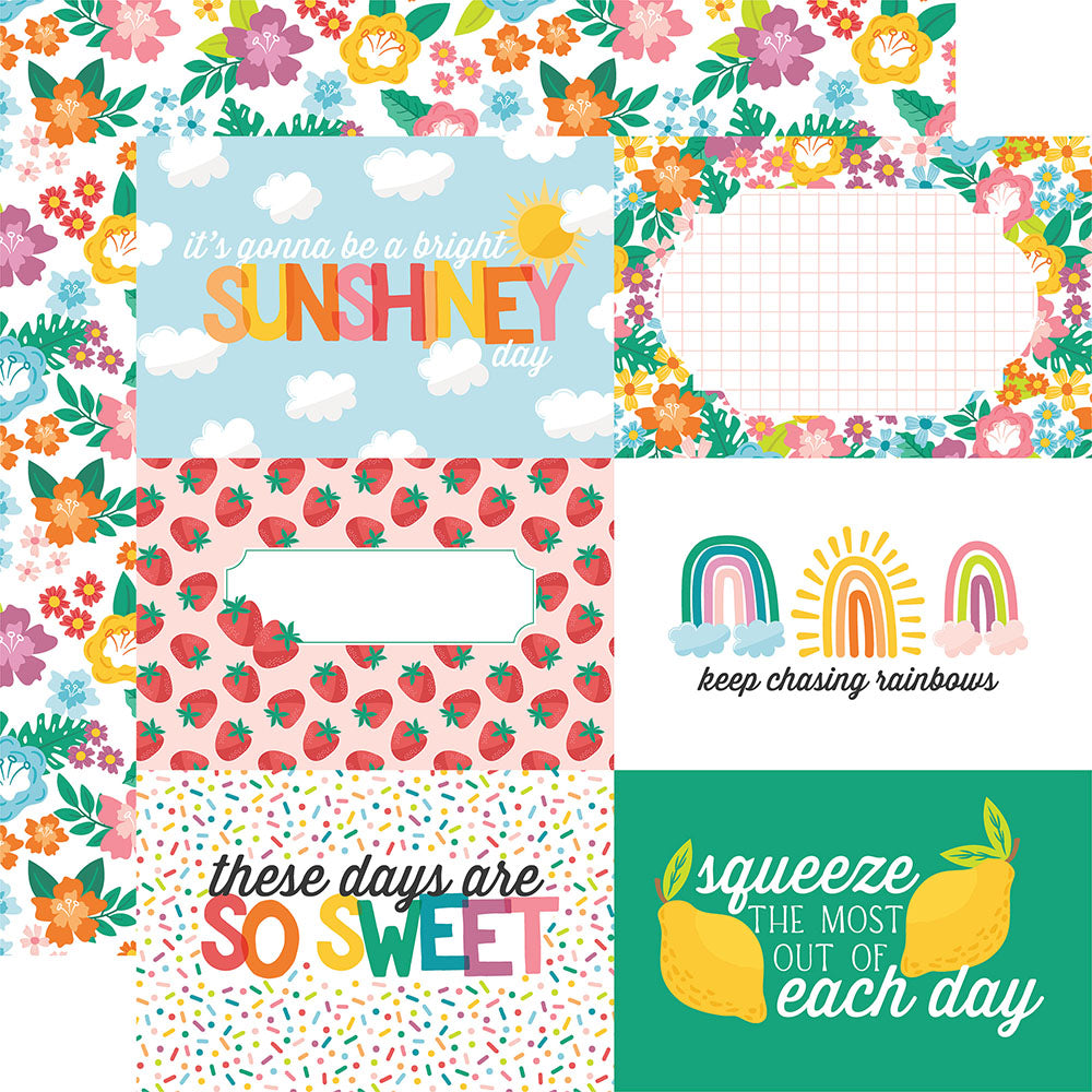 Echo Park Sunny Days Ahead 6X4 JOURNALING CARDS 12”X12” Scrapbook Paper