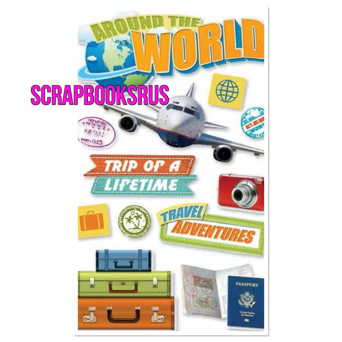 Paper House WORLD TRAVEL 3D Stickers 12pc