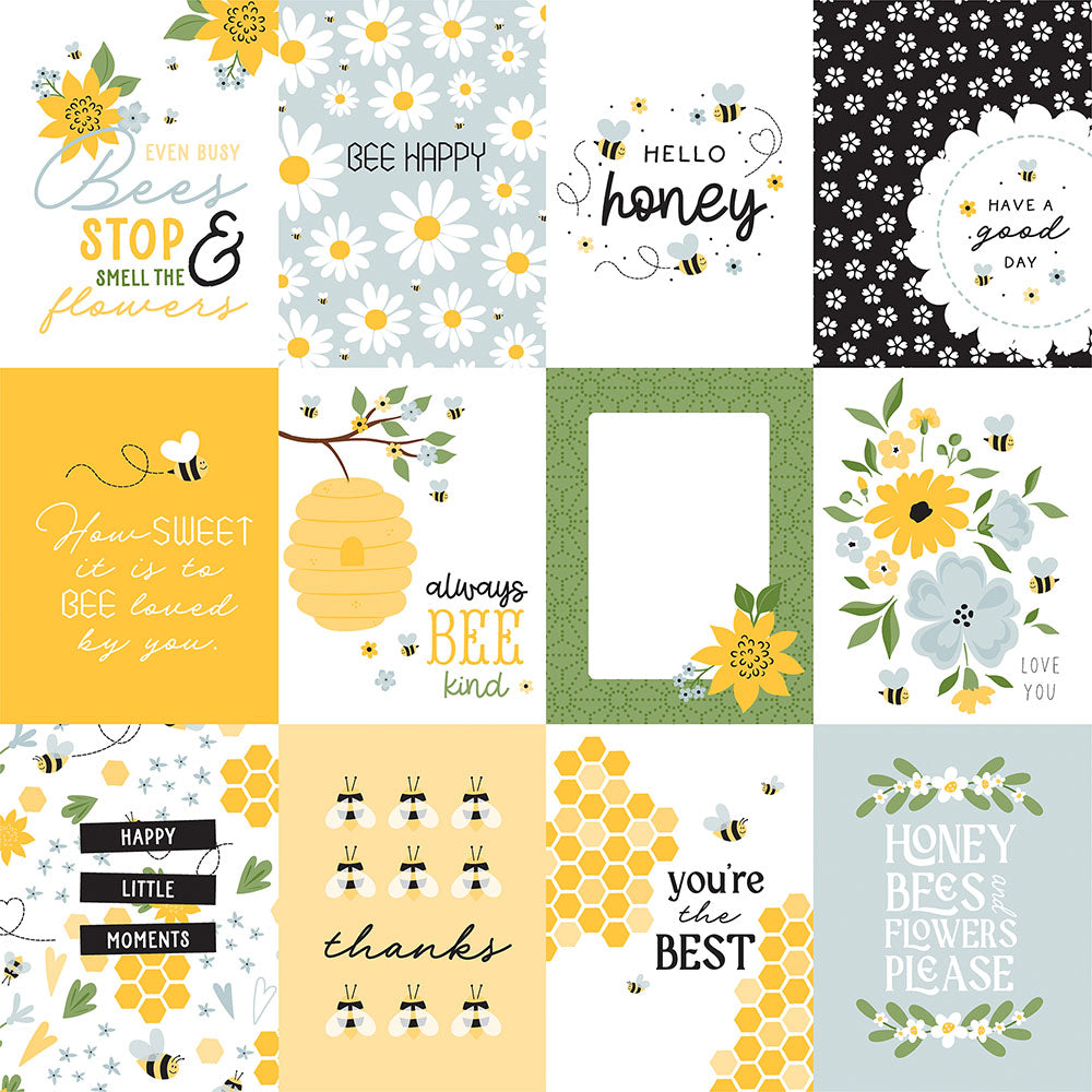 Echo Park 12&quot;x12&quot; 3X4 JOURNALING CARDS Happy As Can Bee Collection