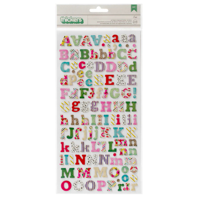 Thickers On Trend ERIC Printed Chipboard Letter Stickers