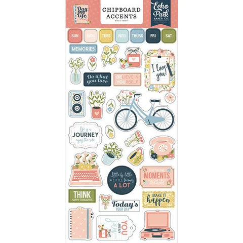 Echo Park DAY IN THE LIFE Chipboard Accents 43pc