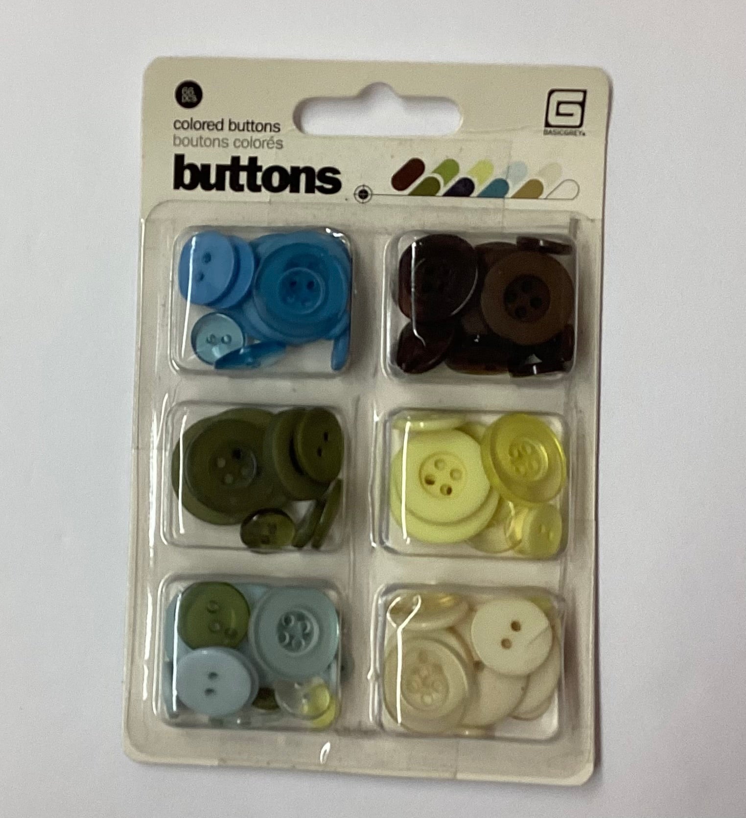 Basic Grey COLORED BUTTONS 66pc