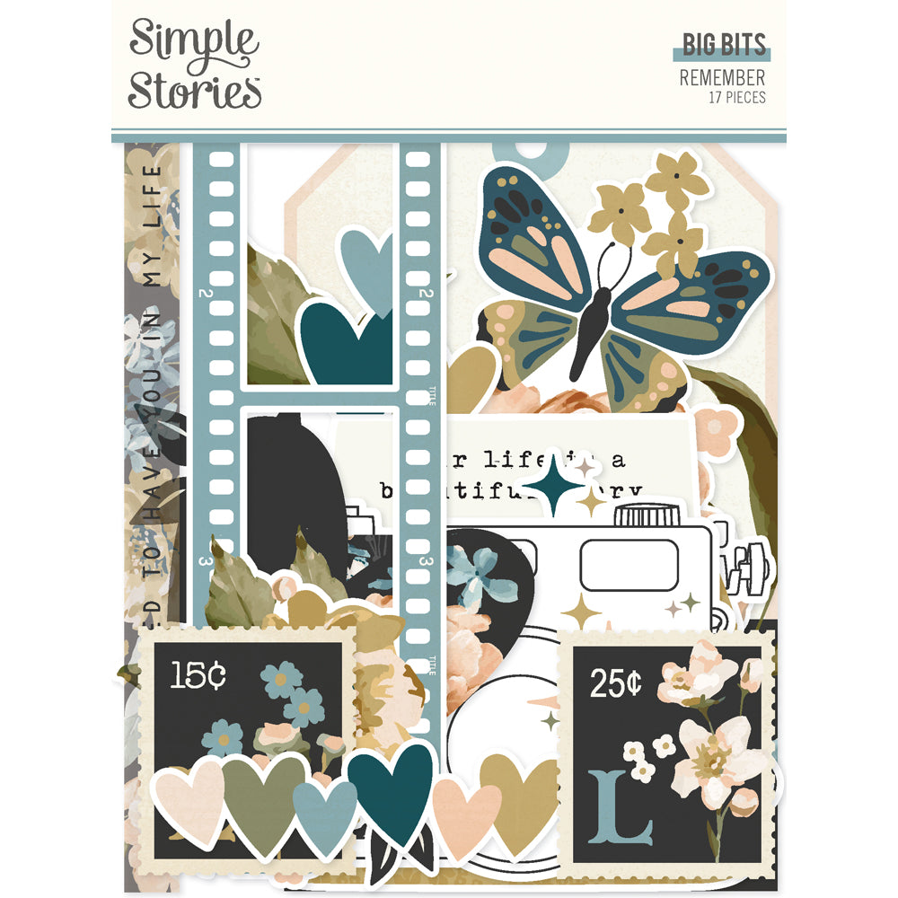 Simple Stories REMEMBER Big Bits Diecut Ephemera 17pc