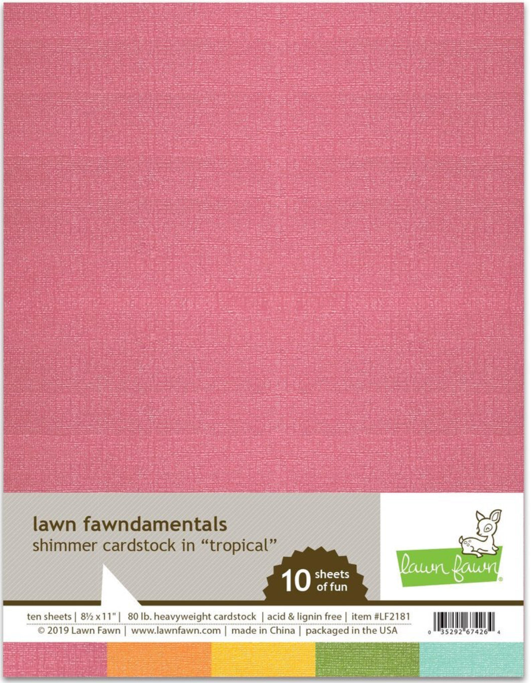 Lawn Fawn TROPICAL 80lb. Shimmer Cardstock 10 Sheets