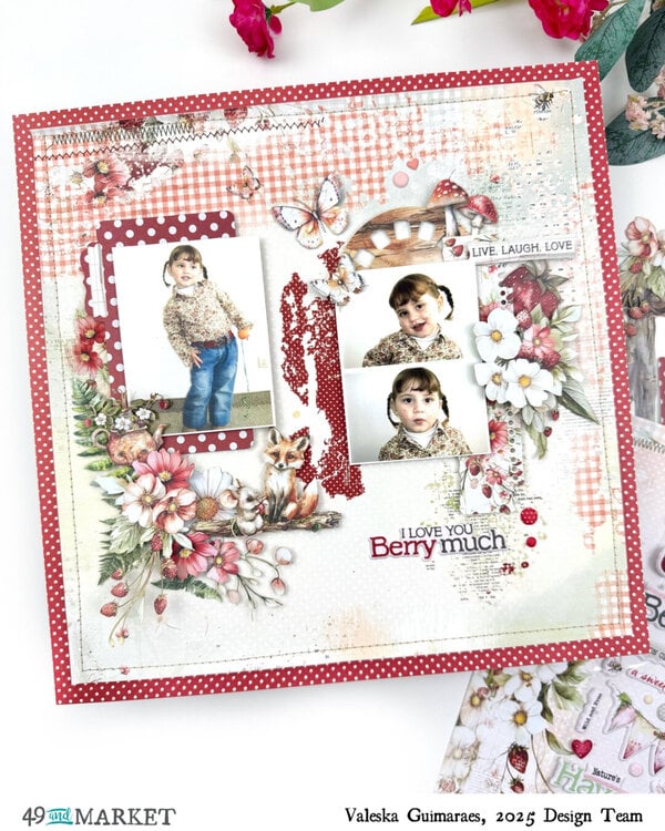 49 and Market NATURE’S HAVEN Strawberry Tea 12”X12” Scrapbook Paper