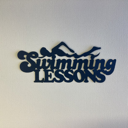 SWIMMING LESSONS Title Laser Scrapbook Die Cut