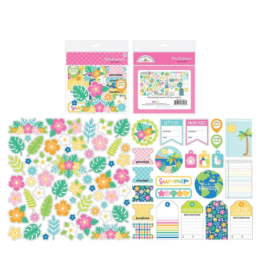 Doodlebug SUMMER FUN Bits &amp; Pieces Diecuts 83pc