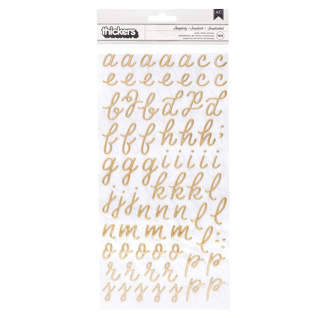 Thickers Again & Again SIMPLICITY Gold Puffy Letter Stickers