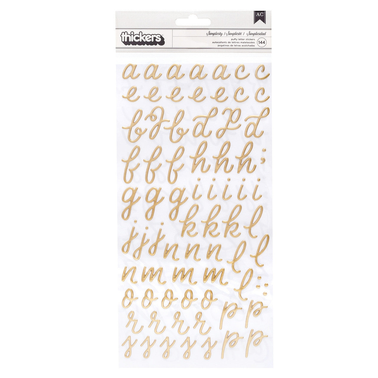 Thickers Again &amp; Again SIMPLICITY Gold Puffy Letter Stickers