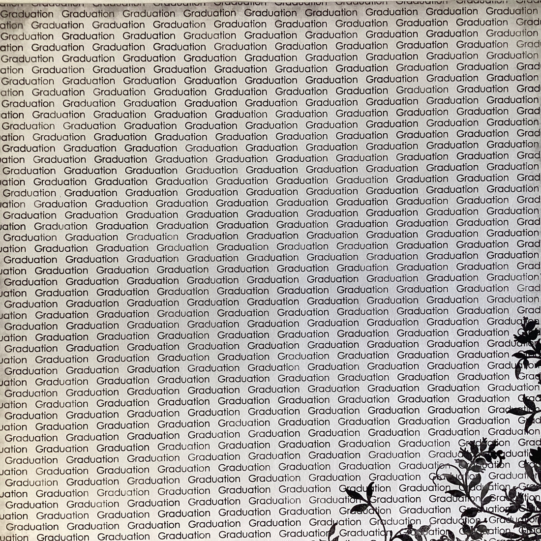 GRADUATION FLORAL RIGHT BLACK School 12"X12" Scrapbook Paper