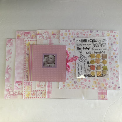 BABY GIRL 5”X5” Mini Scrapbook Kit 9pc