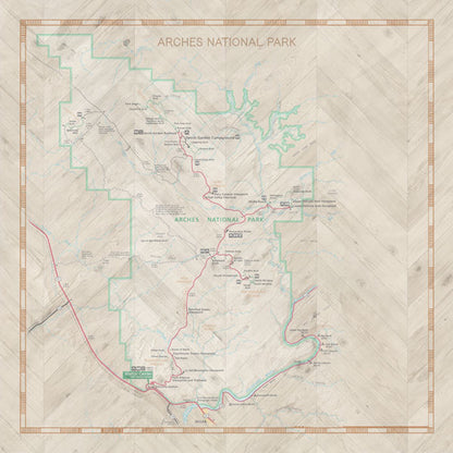 Scrapbook Customs NATIONAL PARK MAP AND WORDS 12&quot;X12&quot; Scrapbook Paper