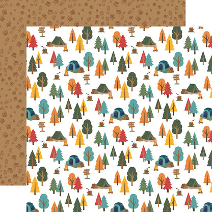 Echo Park Into The Wild SETTING UP CAMP 12”X12” Scrapbook Paper