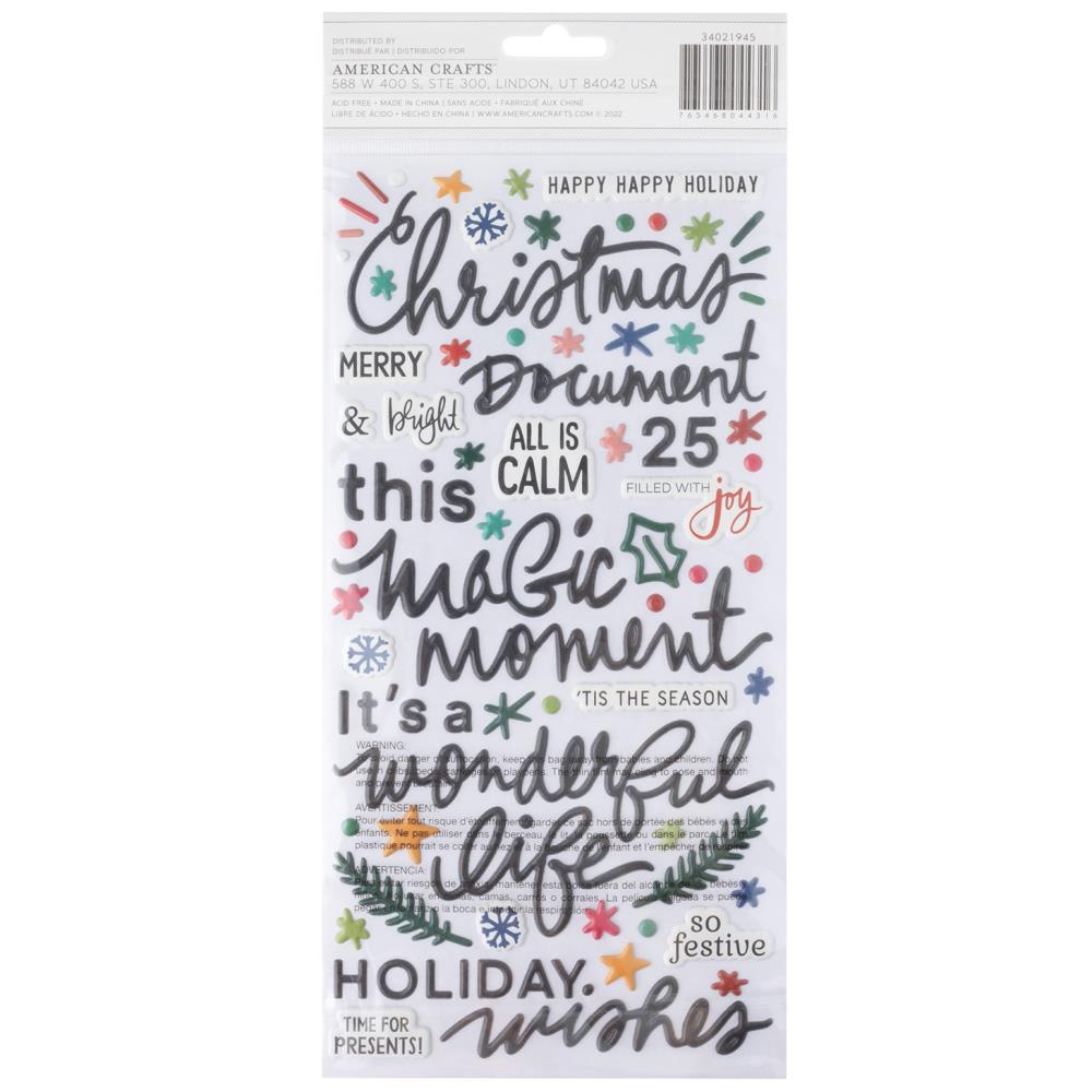 Thickers HO HO HO Puffy Phrase And Accent Stickers 155pc