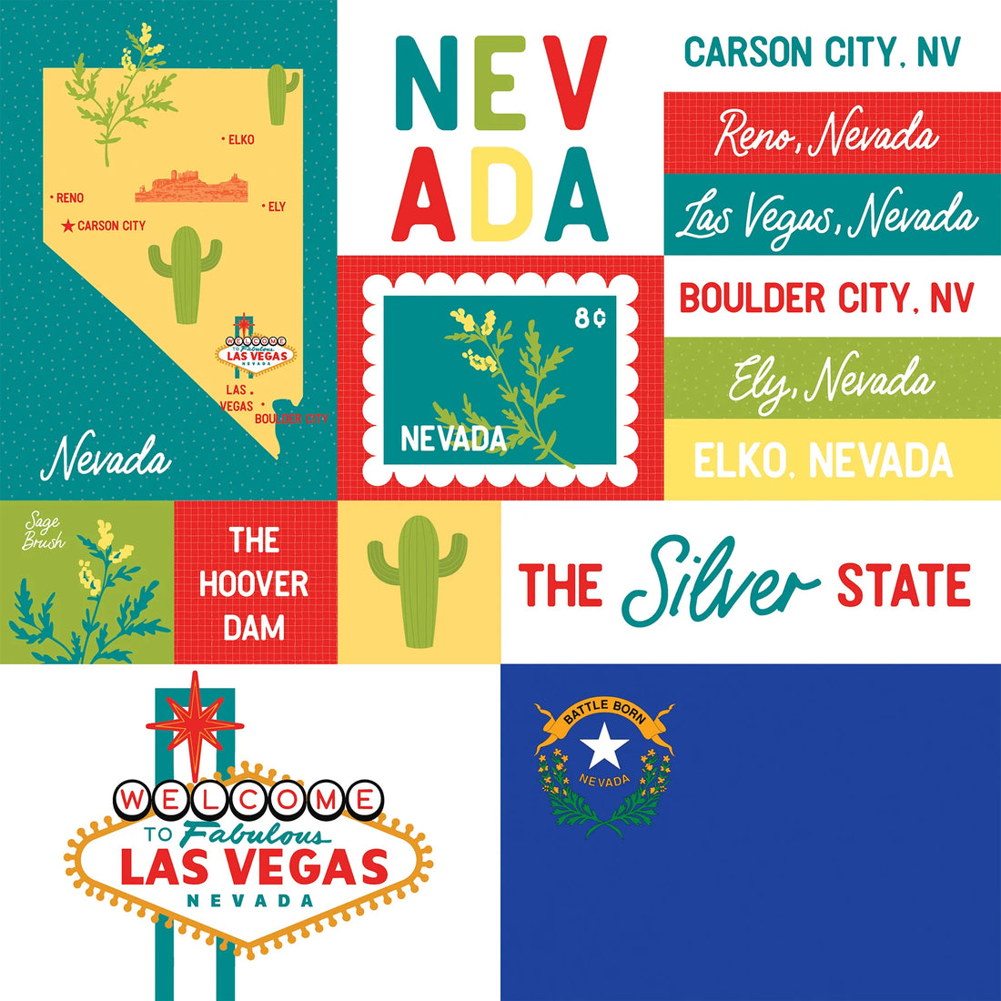 Echo Park Our United States NEVADA 12”X12” Scrapbook Paper