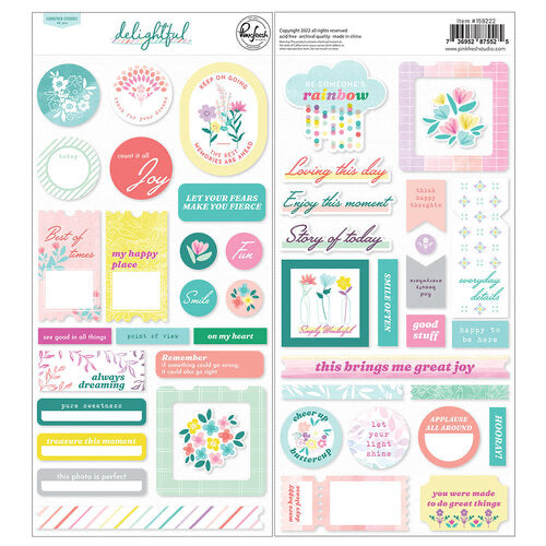 Pinkfresh Studio Delightful CARDSTOCK STICKERS 46pc