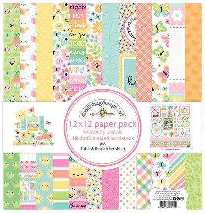 Doodlebug BUTTERFLY KISSES 12X12 Paper Pack 13pc