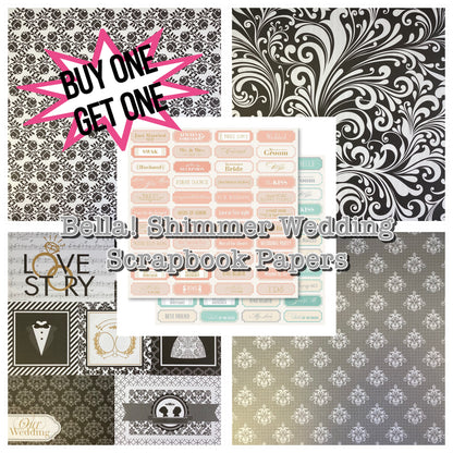 Bella! SHIMMER WEDDING 12X12 Scrapbook Paper