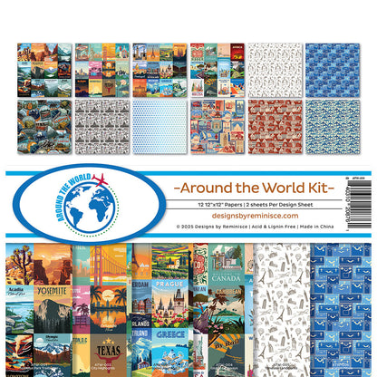 Reminisce AROUND THE WORLD 12&quot;X12&quot; Scrapbook Kit 12pc