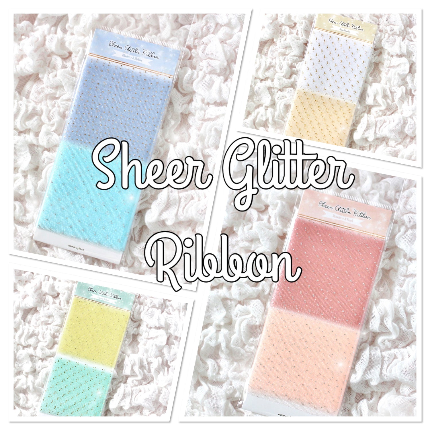 Memory Place SHEER GLITTER RIBBON Mesh Trim