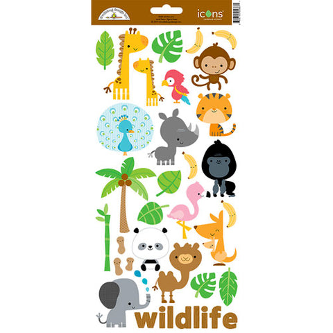 Doodlebug AT THE ZOO ICON Stickers 39pc