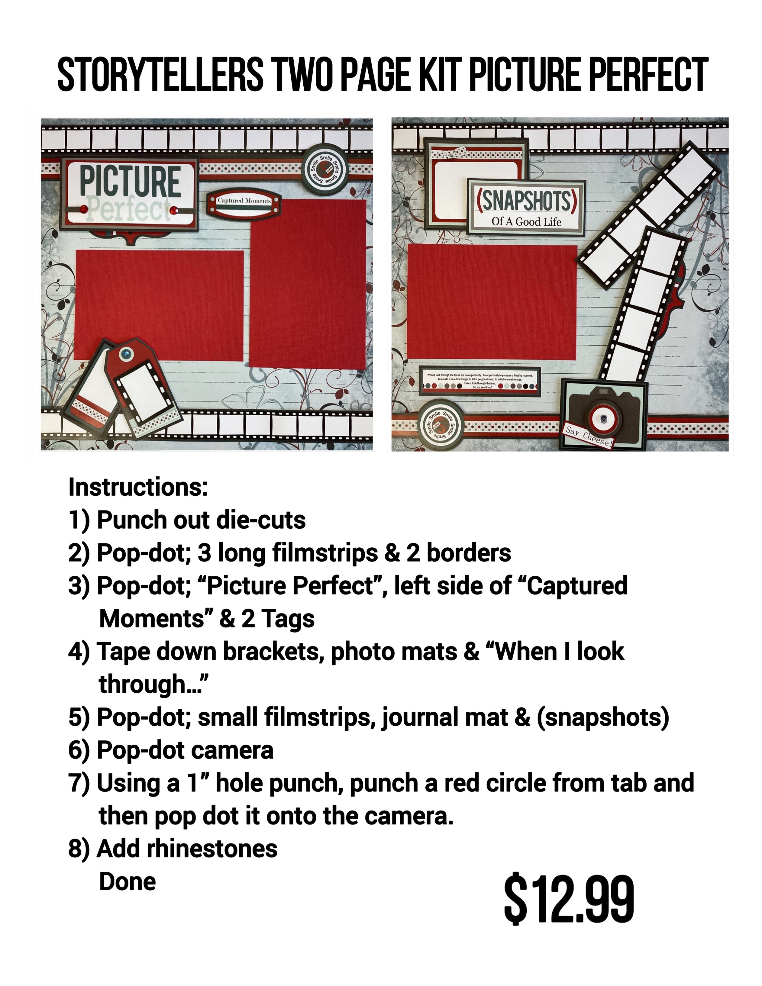 Storytellers Page Kit PICTURE PERFECT (2) 12X12 Scrapbook Layouts